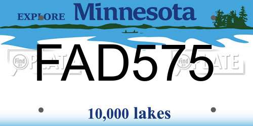 FAD575 Minnesota License Plate