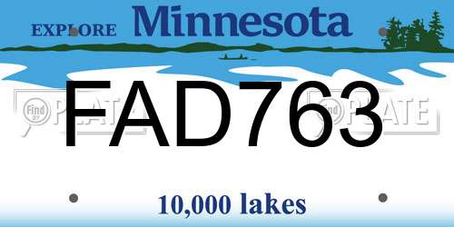 FAD763 Minnesota License Plate