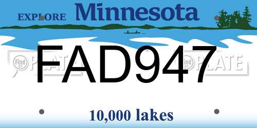 FAD947 Minnesota License Plate