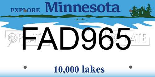 FAD965 Minnesota License Plate
