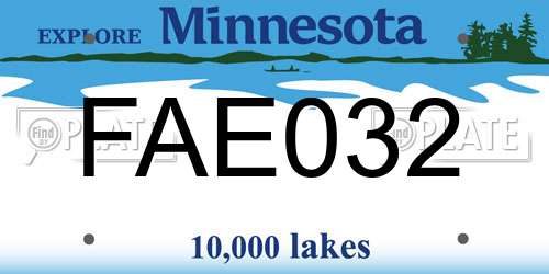 FAE032 Minnesota License Plate