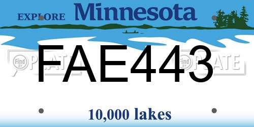 FAE443 Minnesota License Plate