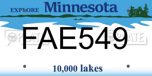 FAE549 Minnesota License Plate