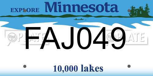FAJ049 Minnesota License Plate