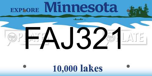FAJ321 Minnesota License Plate