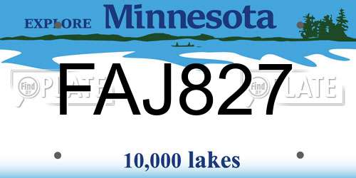 FAJ827 Minnesota License Plate