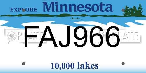 FAJ966 Minnesota License Plate