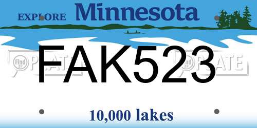 FAK523 Minnesota License Plate