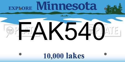 FAK540 Minnesota License Plate