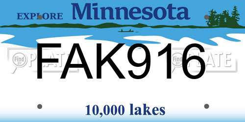 FAK916 Minnesota License Plate