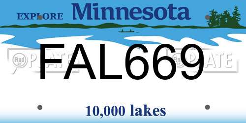 FAL669 Minnesota License Plate