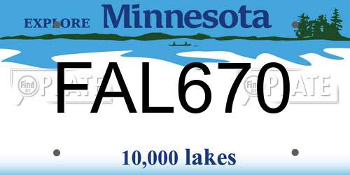 FAL670 Minnesota License Plate