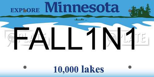 FALL1N1 Minnesota License Plate