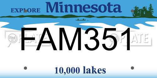 FAM351 Minnesota License Plate