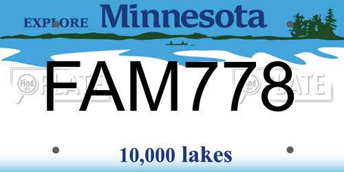 FAM778 Minnesota License Plate