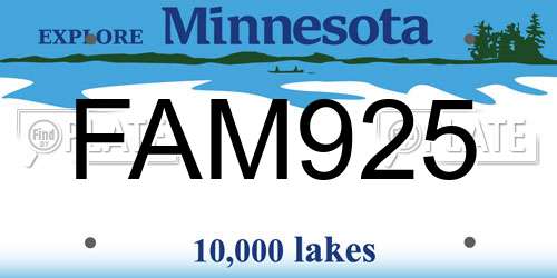 FAM925 Minnesota License Plate