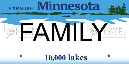 FAMILY Minnesota License Plate