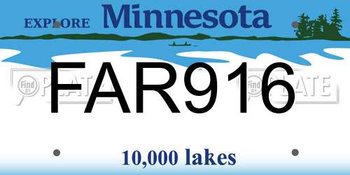 FAR916 Minnesota License Plate