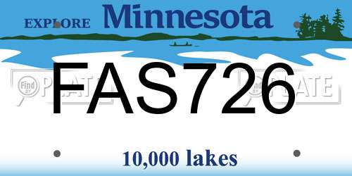 FAS726 Minnesota License Plate