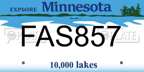 FAS857 Minnesota License Plate