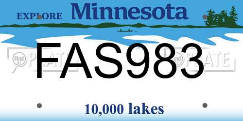 FAS983 Minnesota License Plate