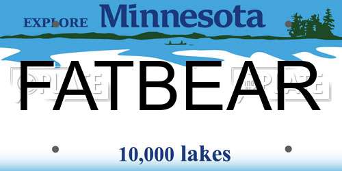 FATBEAR Minnesota License Plate