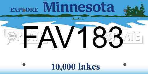 FAV183 Minnesota License Plate