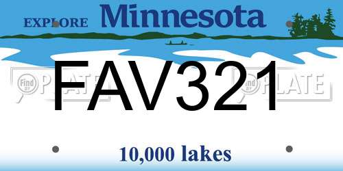 FAV321 Minnesota License Plate