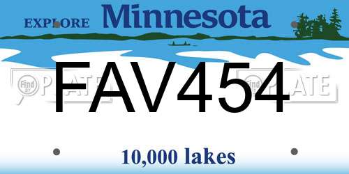 FAV454 Minnesota License Plate