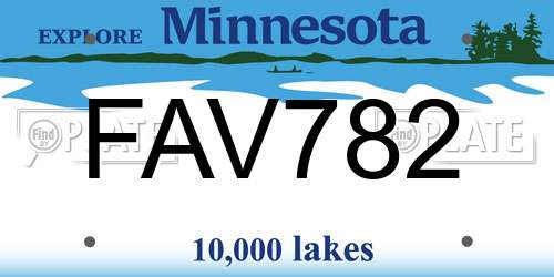 FAV782 Minnesota License Plate