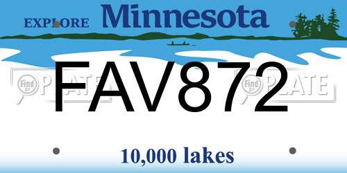 FAV872 Minnesota License Plate