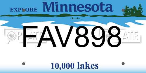 FAV898 Minnesota License Plate