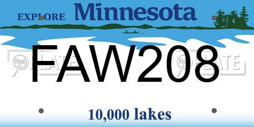 FAW208 Minnesota License Plate