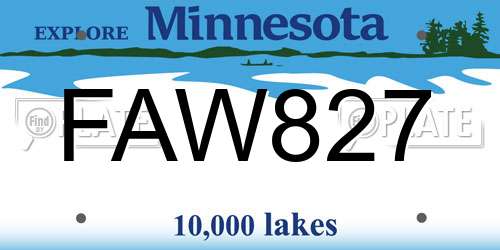 FAW827 Minnesota License Plate