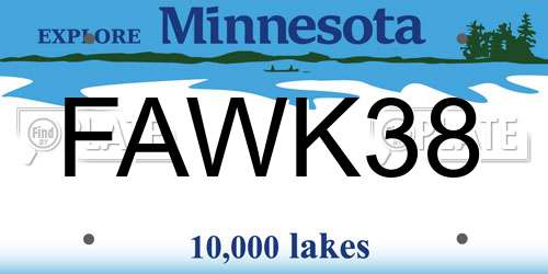 FAWK38 Minnesota License Plate