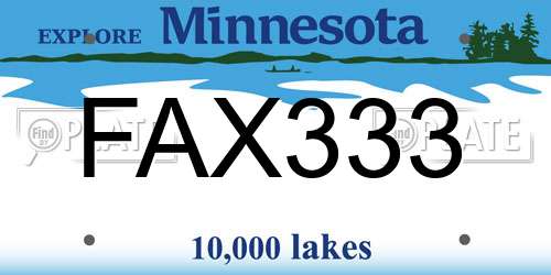 FAX333 Minnesota License Plate