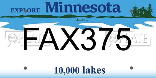 FAX375 Minnesota License Plate