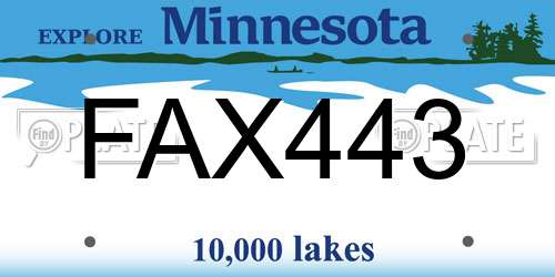 FAX443 Minnesota License Plate