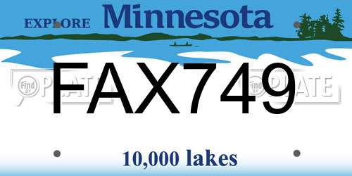 FAX749 Minnesota License Plate