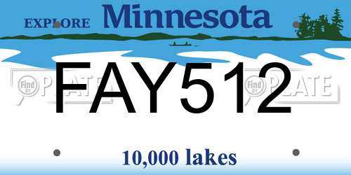 FAY512 Minnesota License Plate