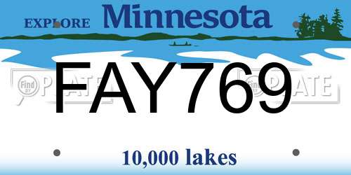 FAY769 Minnesota License Plate