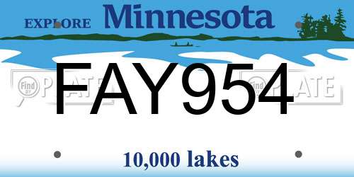 FAY954 Minnesota License Plate