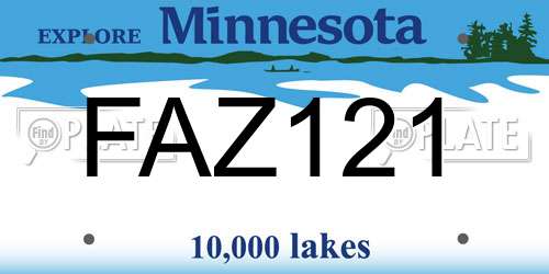 FAZ121 Minnesota License Plate