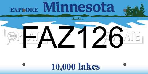 FAZ126 Minnesota License Plate