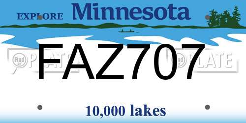 FAZ707 Minnesota License Plate