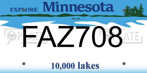 FAZ708 Minnesota License Plate