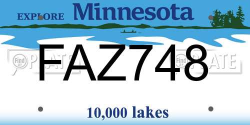 FAZ748 Minnesota License Plate