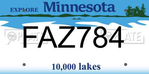 FAZ784 Minnesota License Plate