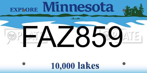 FAZ859 Minnesota License Plate