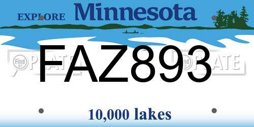 FAZ893 Minnesota License Plate